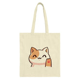 Cute Waving Cat Tote Bag, Kawaii Kitten Shopping Bag, Animal Lover Gift, Everyday Carryall, Trendy Handbag, Adorable Cat Design - Tawshia